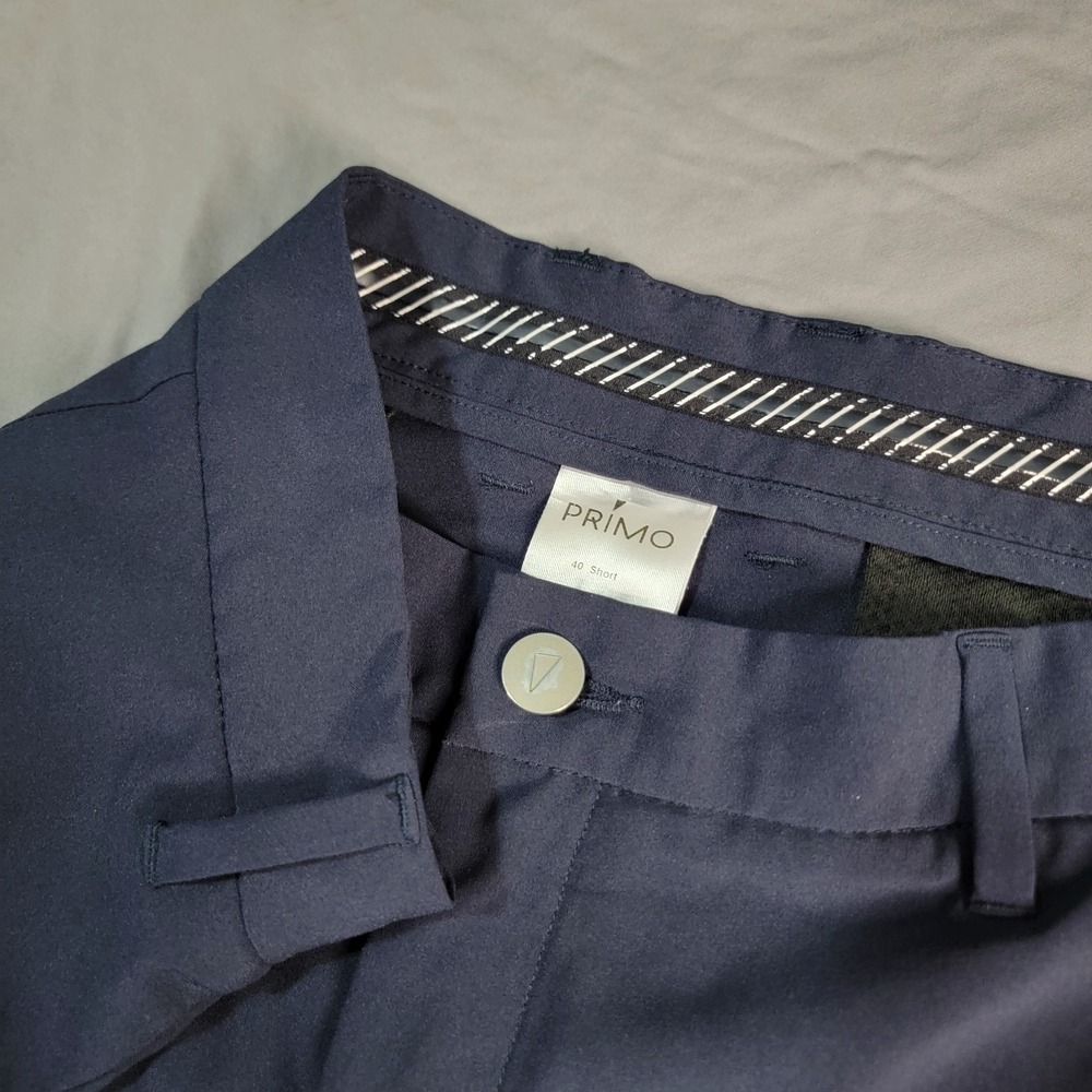 Primo Pants Mens 40x28 Blue Performance Jogger Chino Golf Stretch Zip Ankle